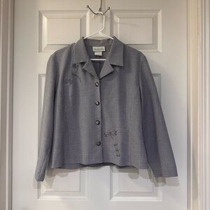 Elegant Women's Gray Blazer with Embroidery